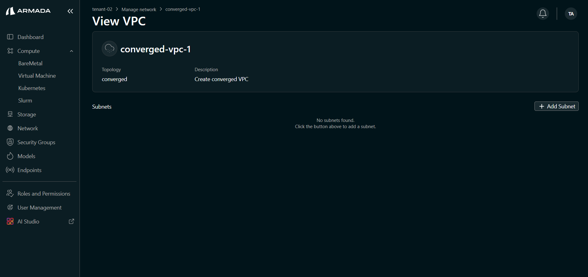 Add Converged Subnet