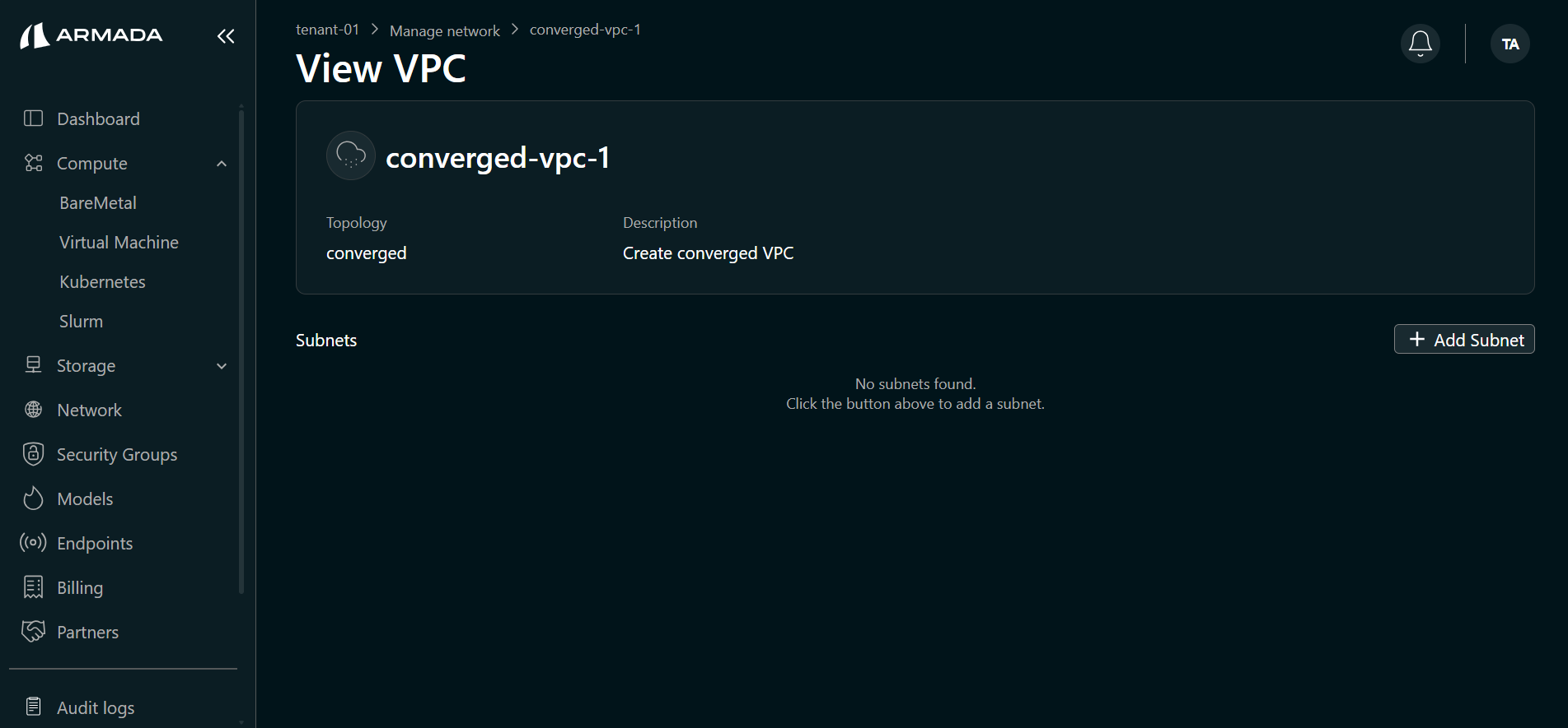 Add Converged Subnet