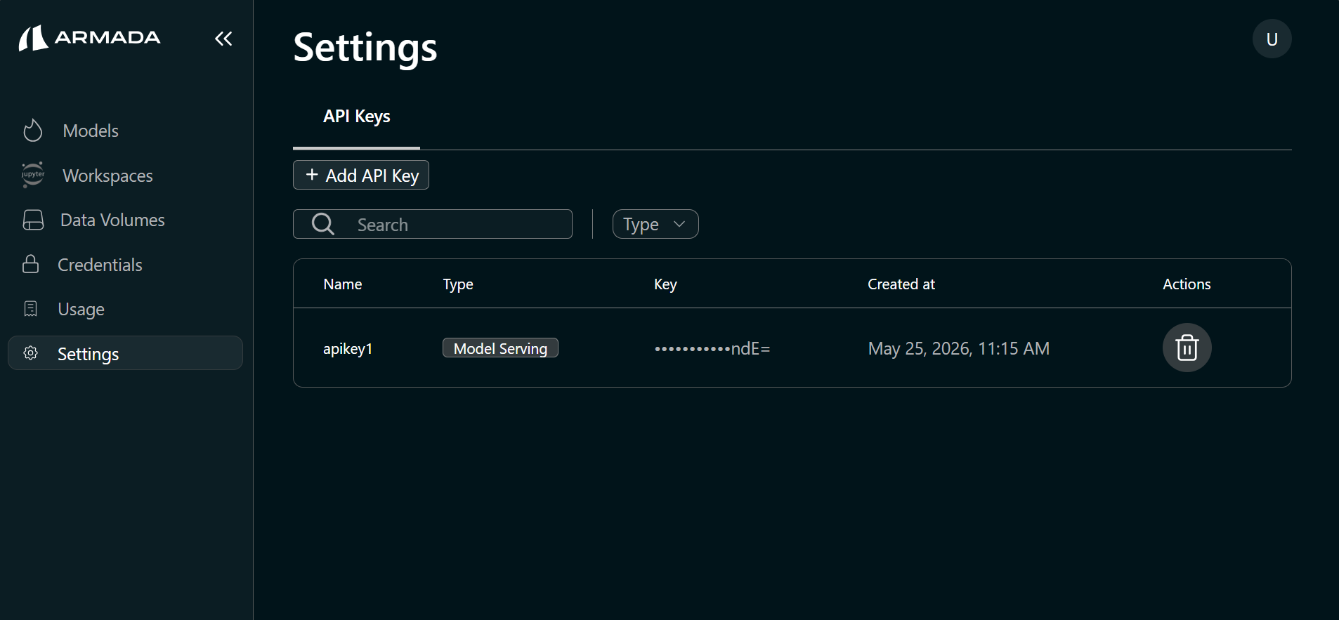 API Key list
