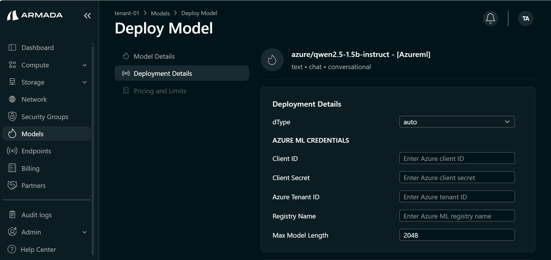 Azure ML Model Configuration