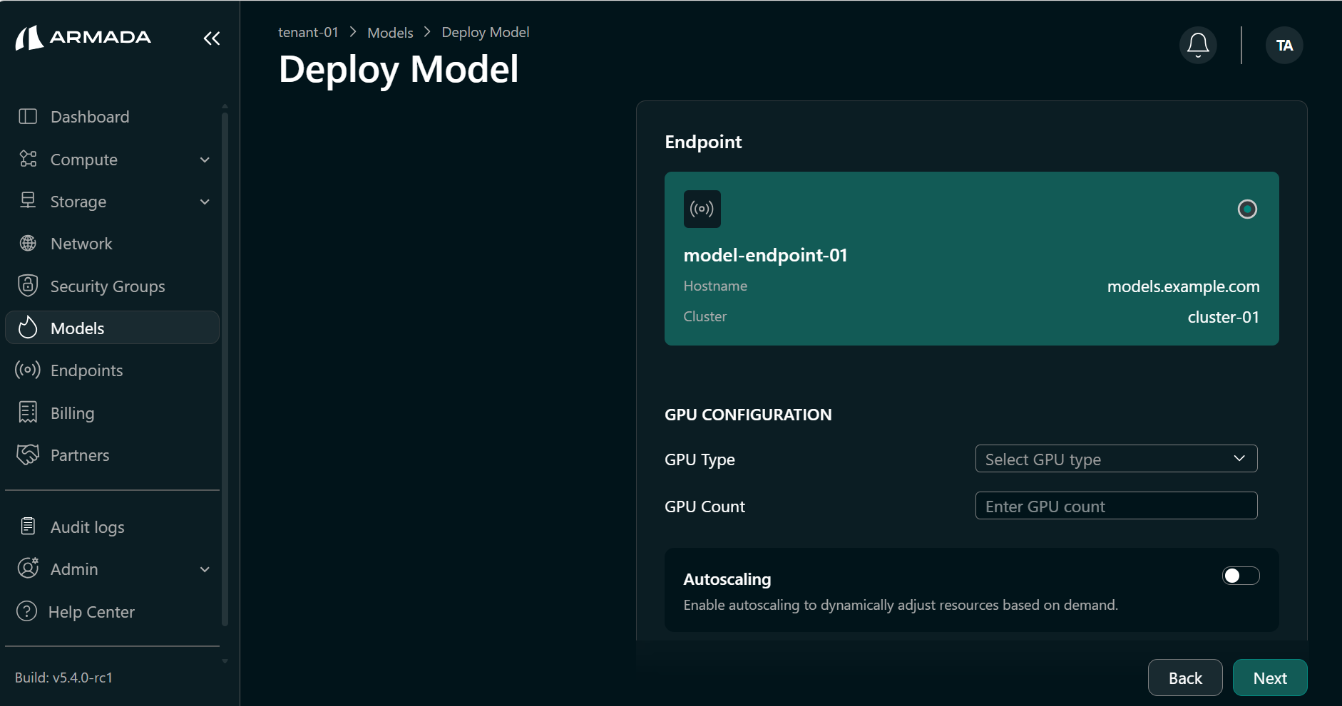 Select Azure ML Endpoint and GPU
