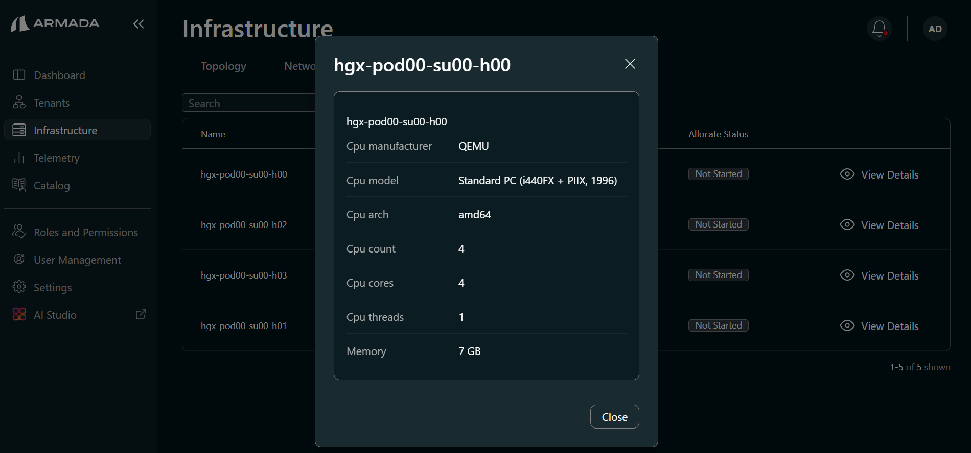 Compute node view details