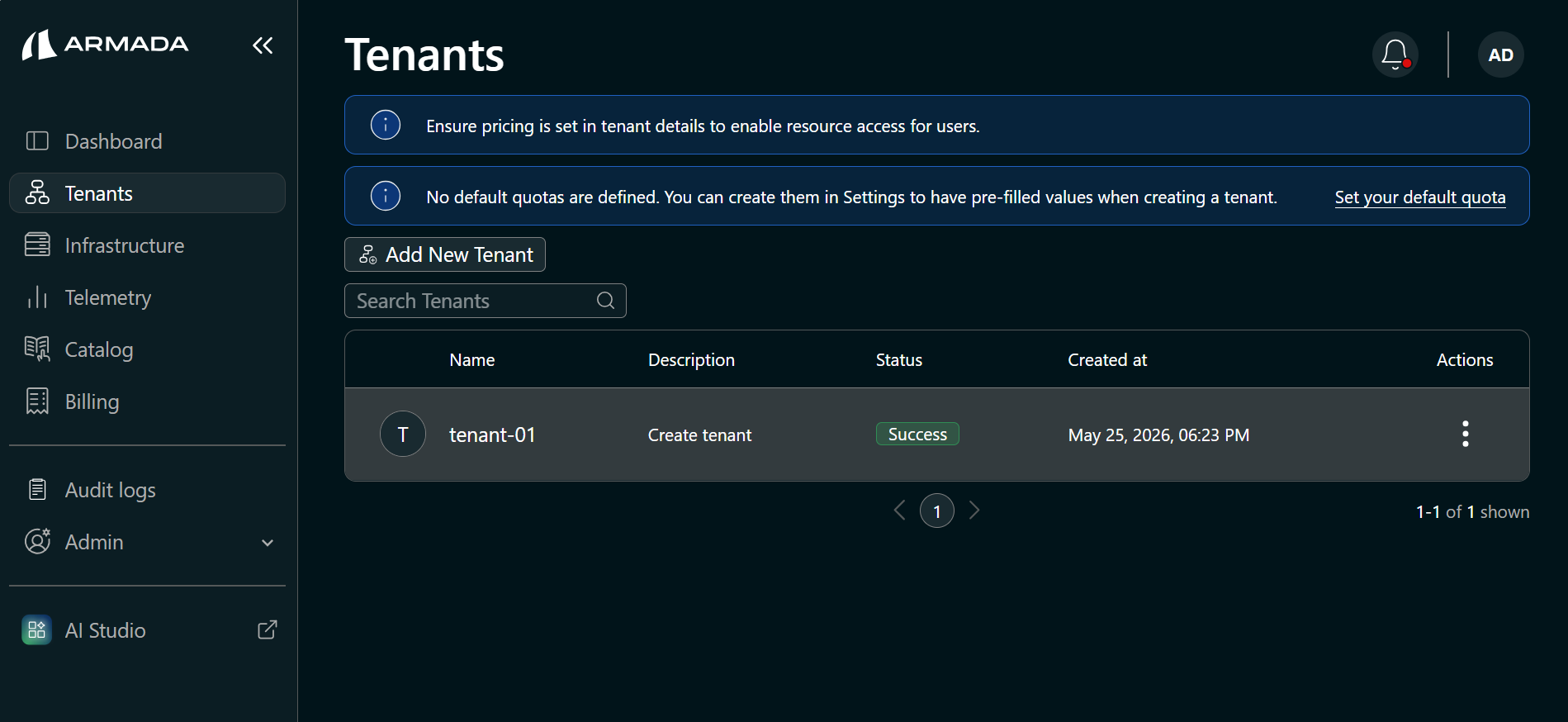 Tenant — dot menu
