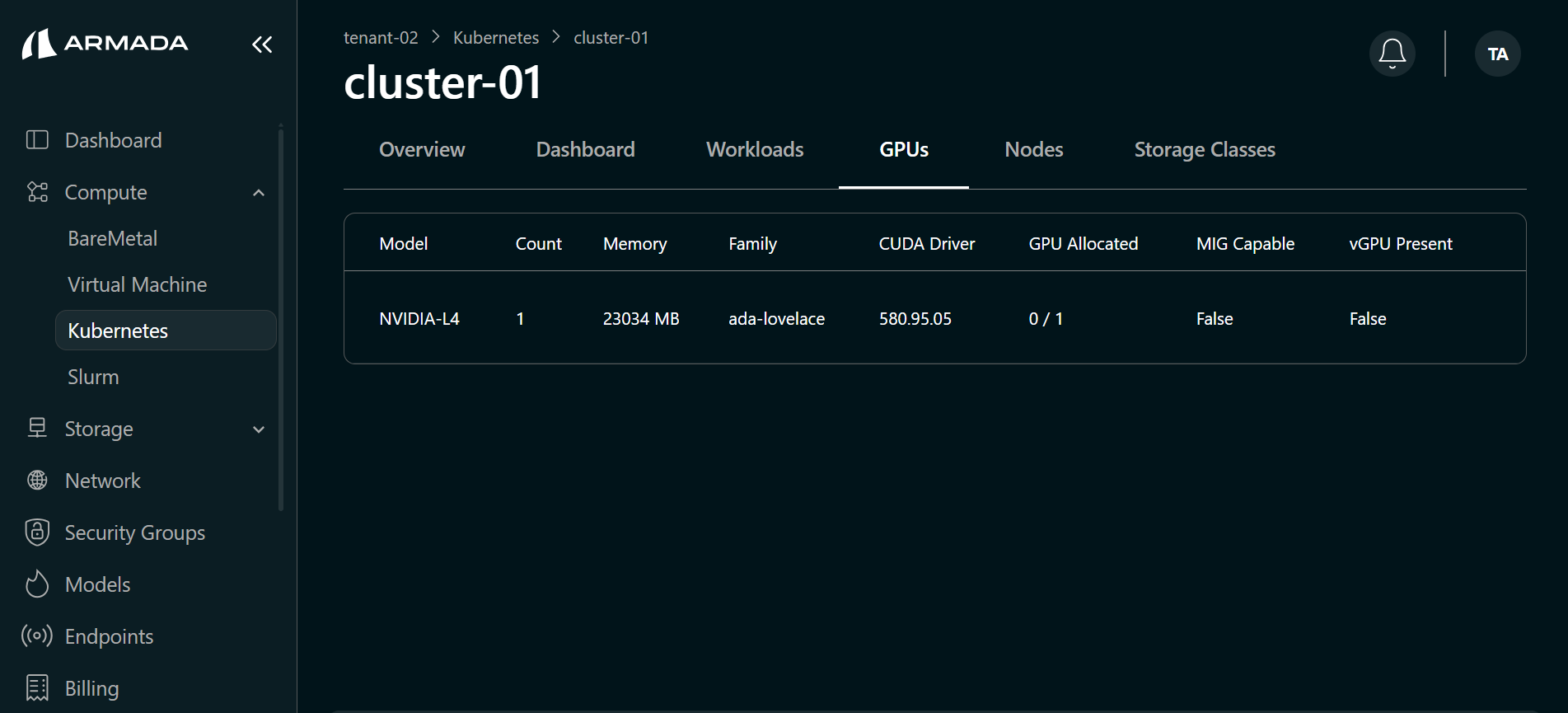 Cluster GPU Details