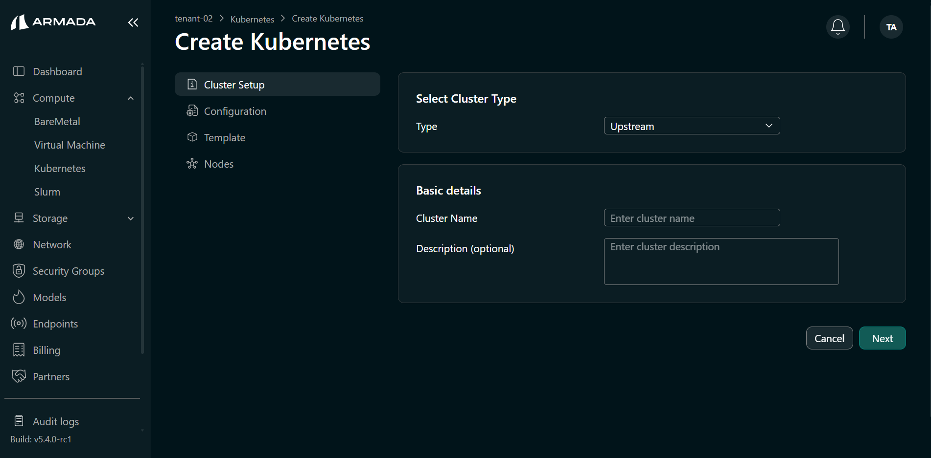 Fill Cluster Setup Details
