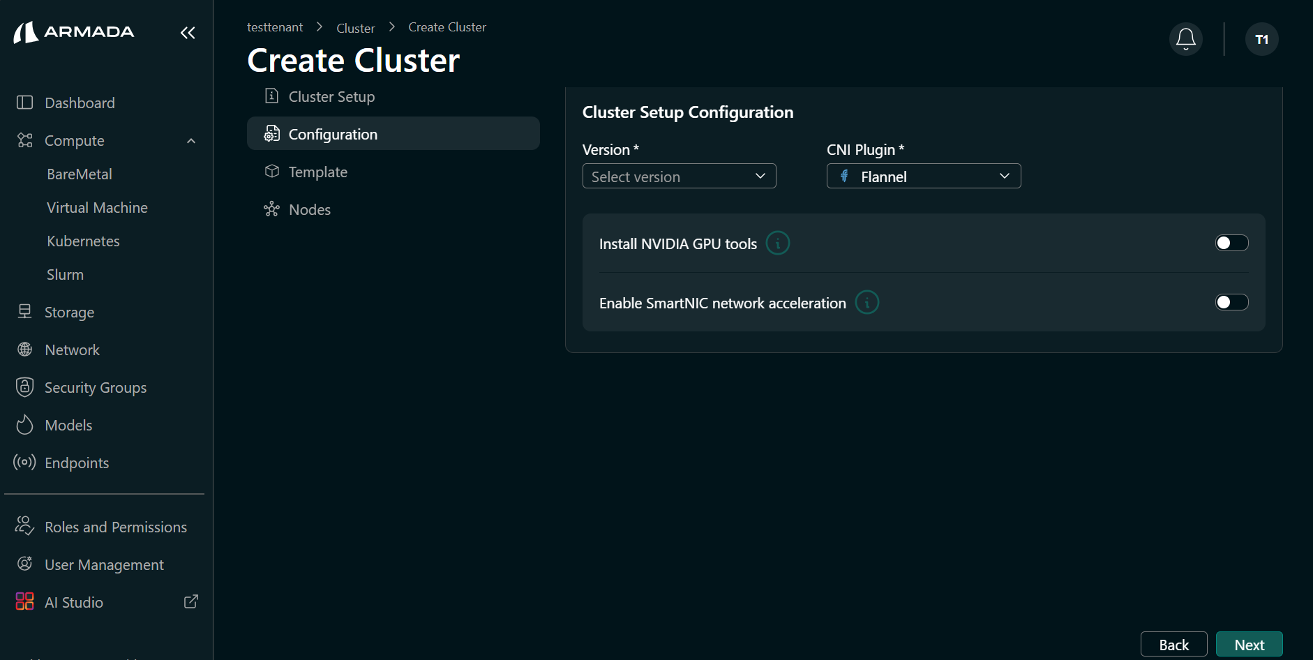 Cluster Setup Details