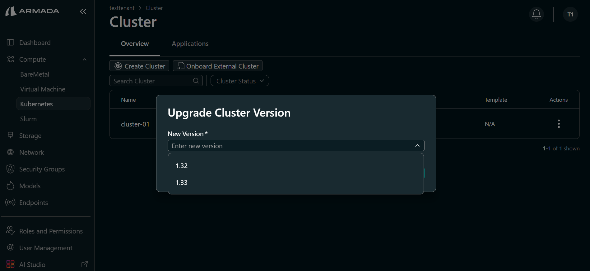 Cluster Upgrade List