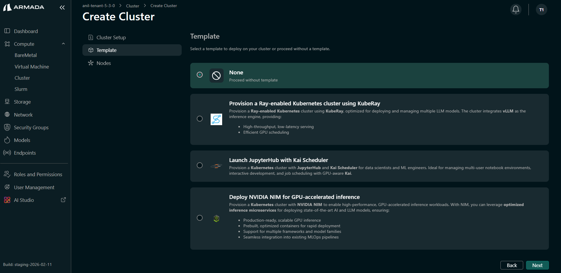 Fill Cluster Setup Details