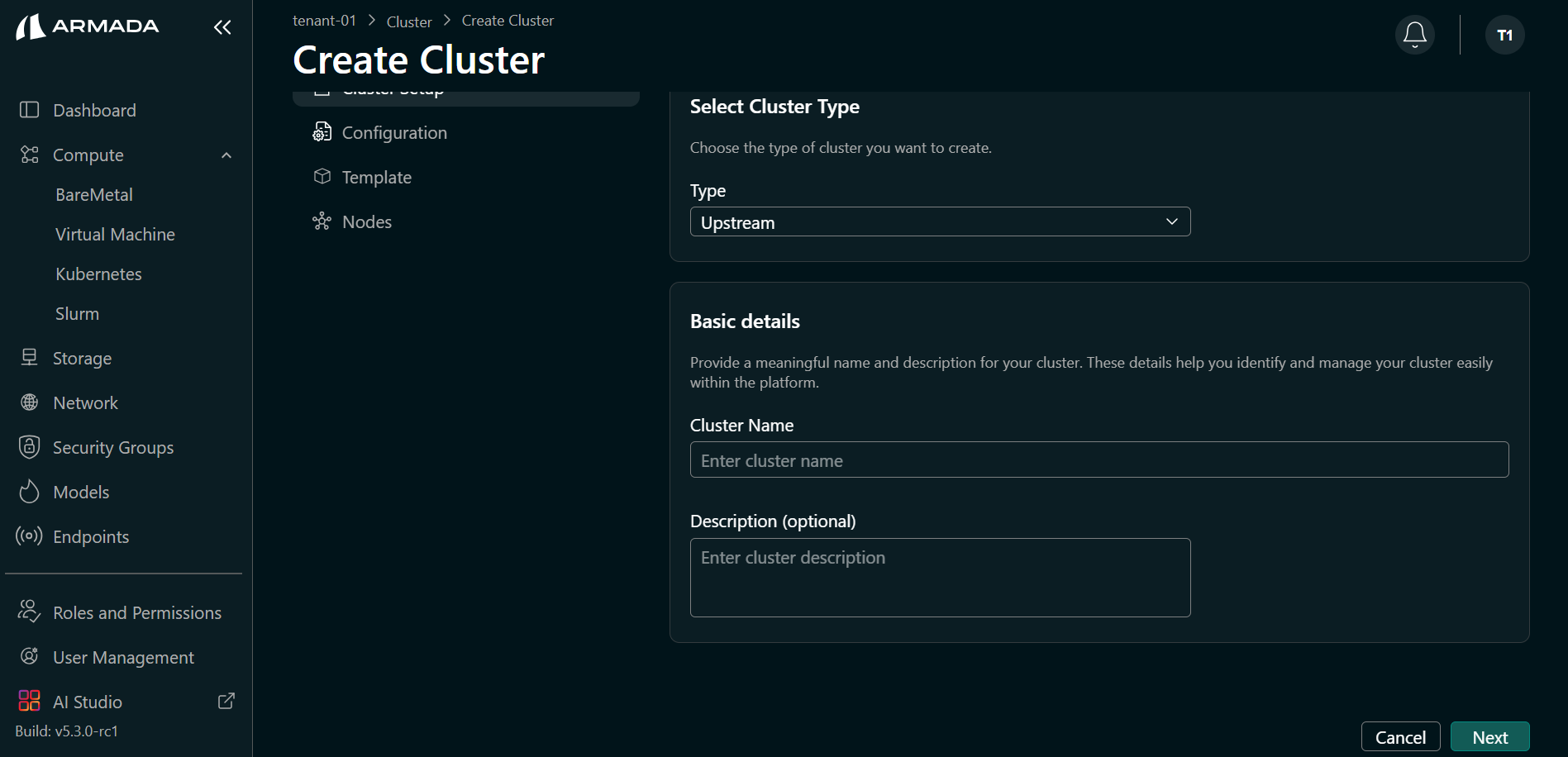 Fill Cluster Setup Details
