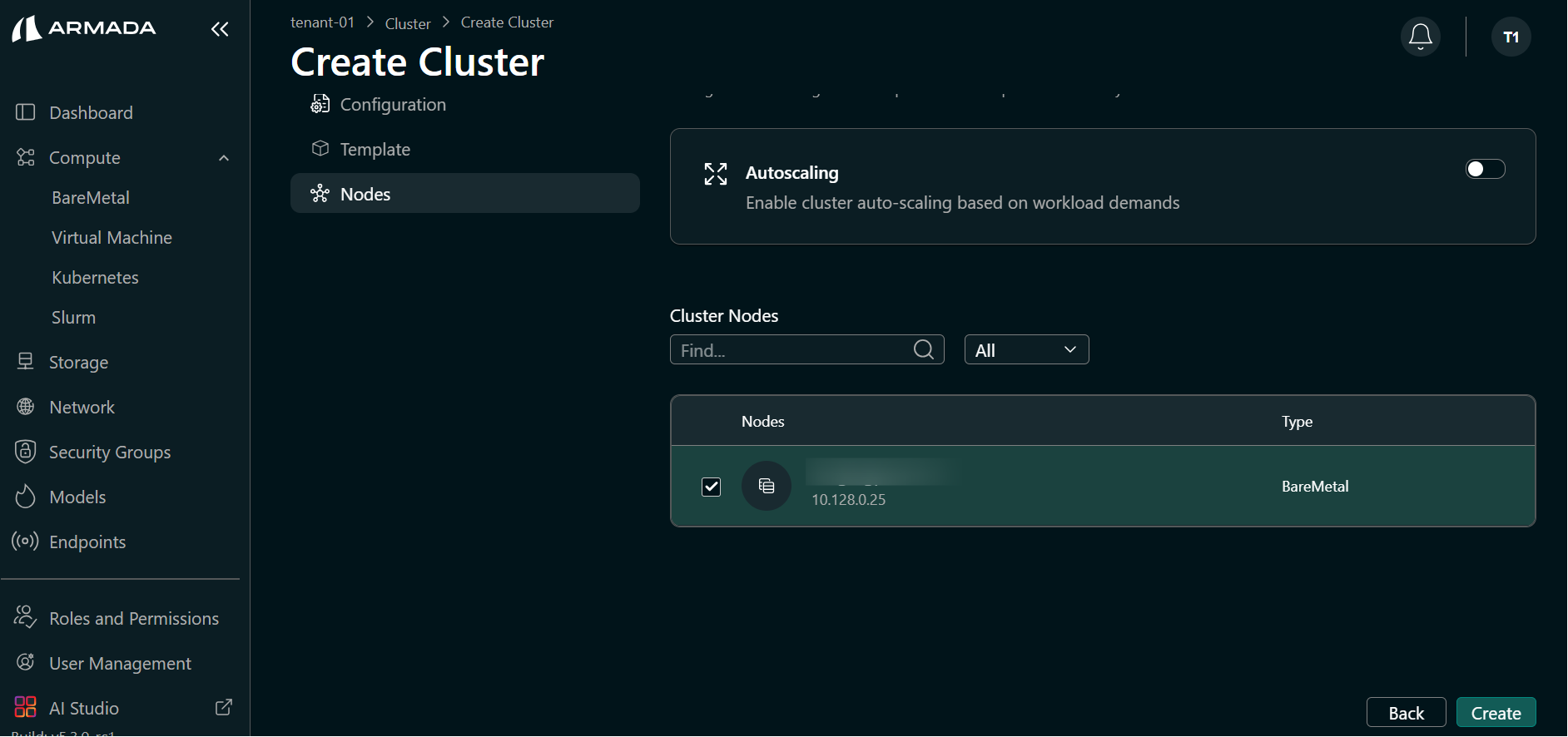 Select Cluster Nodes