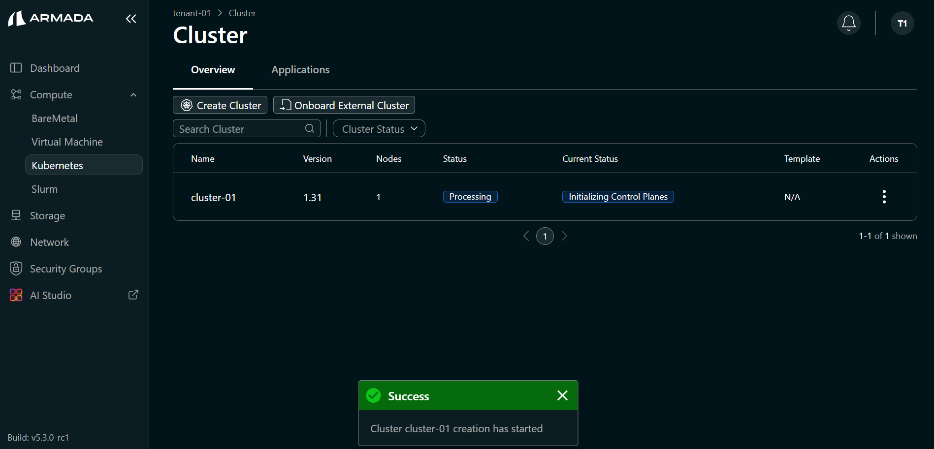 Cluster Processing State