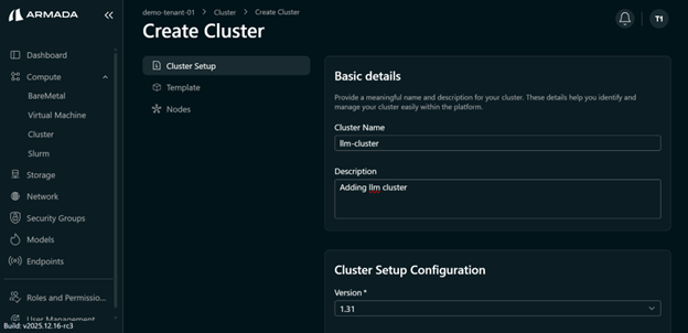 Fill Cluster Setup Details