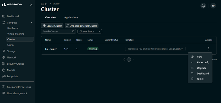 Cluster Kubeconfig Download