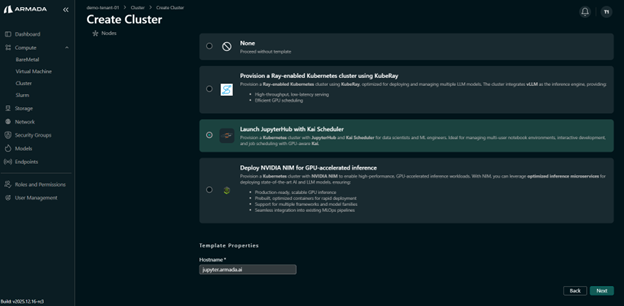 Create Cluster Button