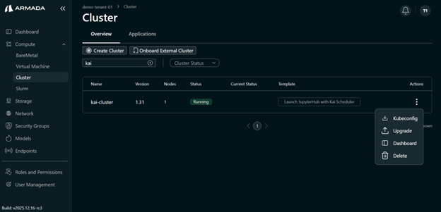 Create Cluster Button