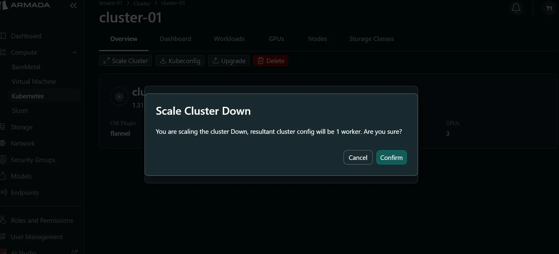 Scale Down Confirmation