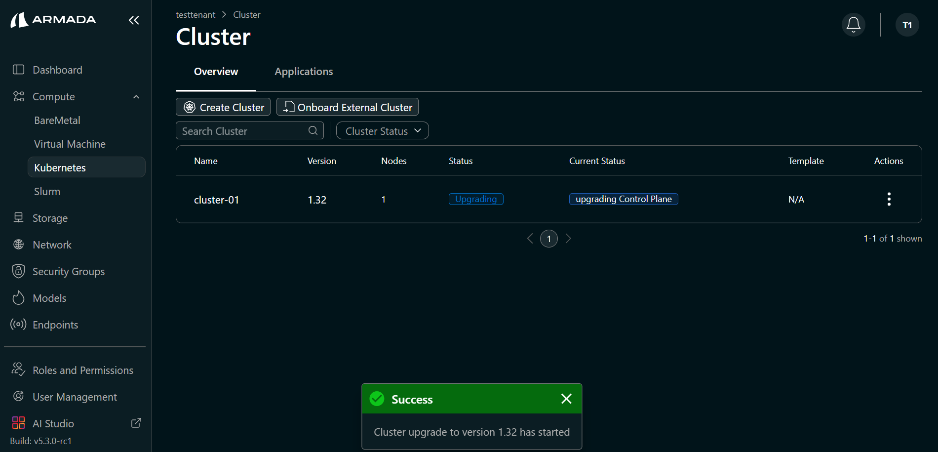 Cluster Upgrade Status
