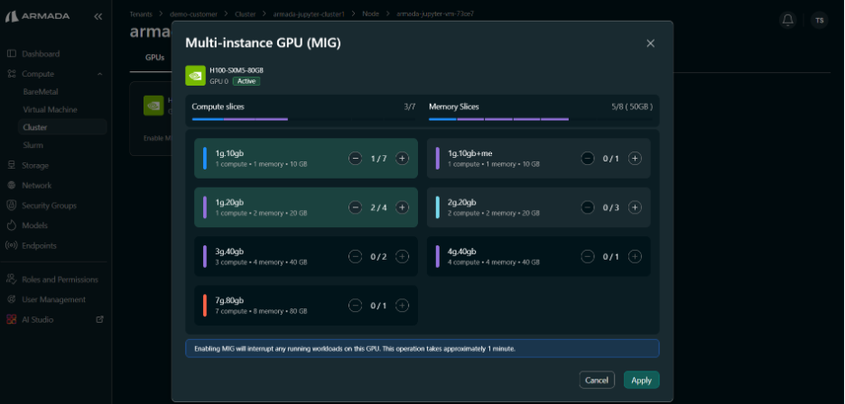Select Cluster MIG Profile