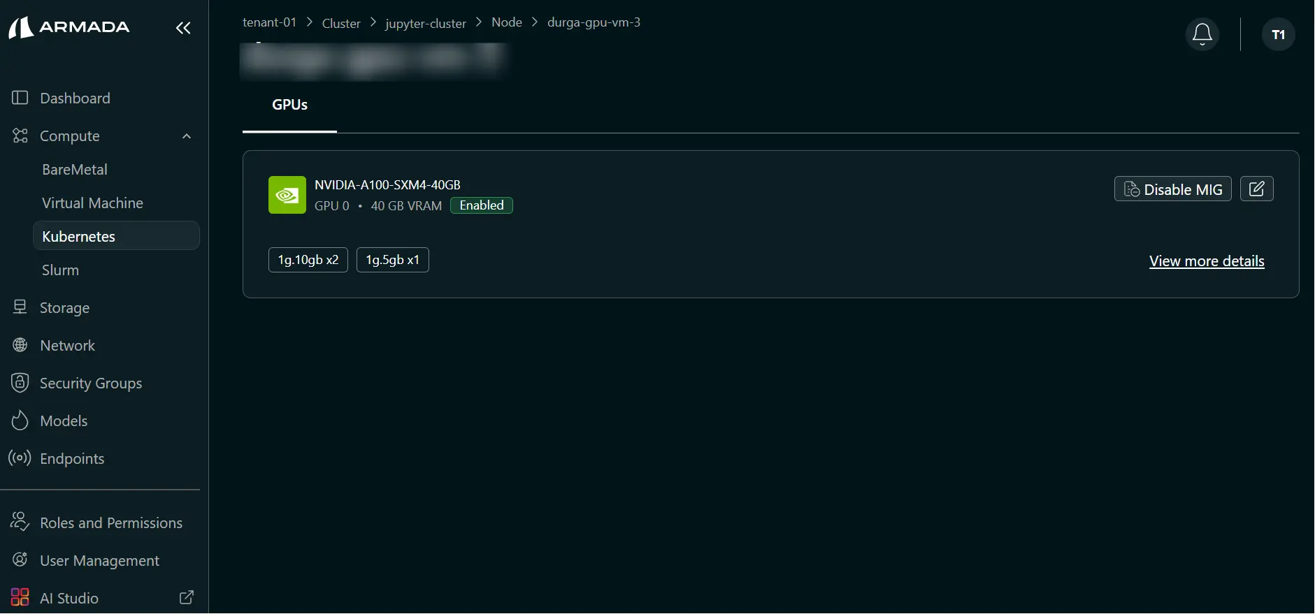 Select Cluster MIG Profile