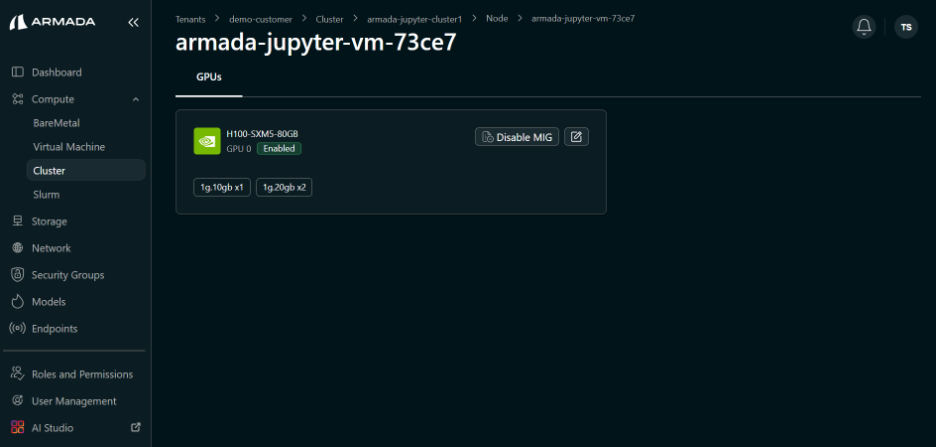 Select Cluster MIG Profile
