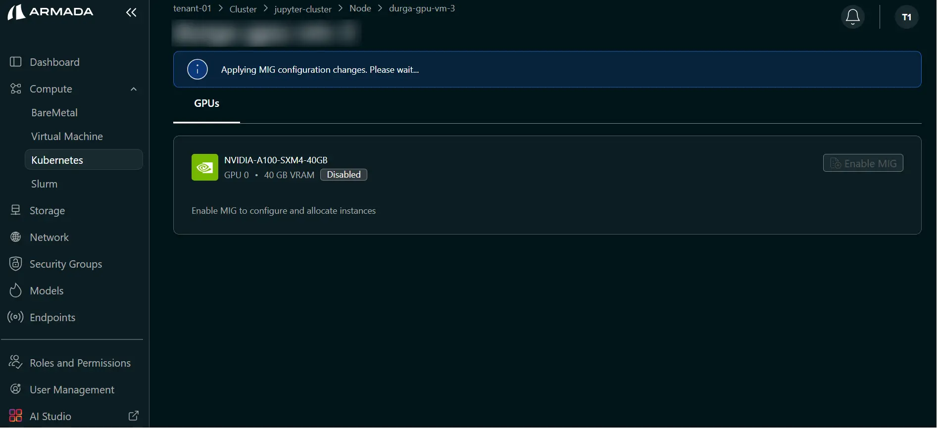Disable MIG State