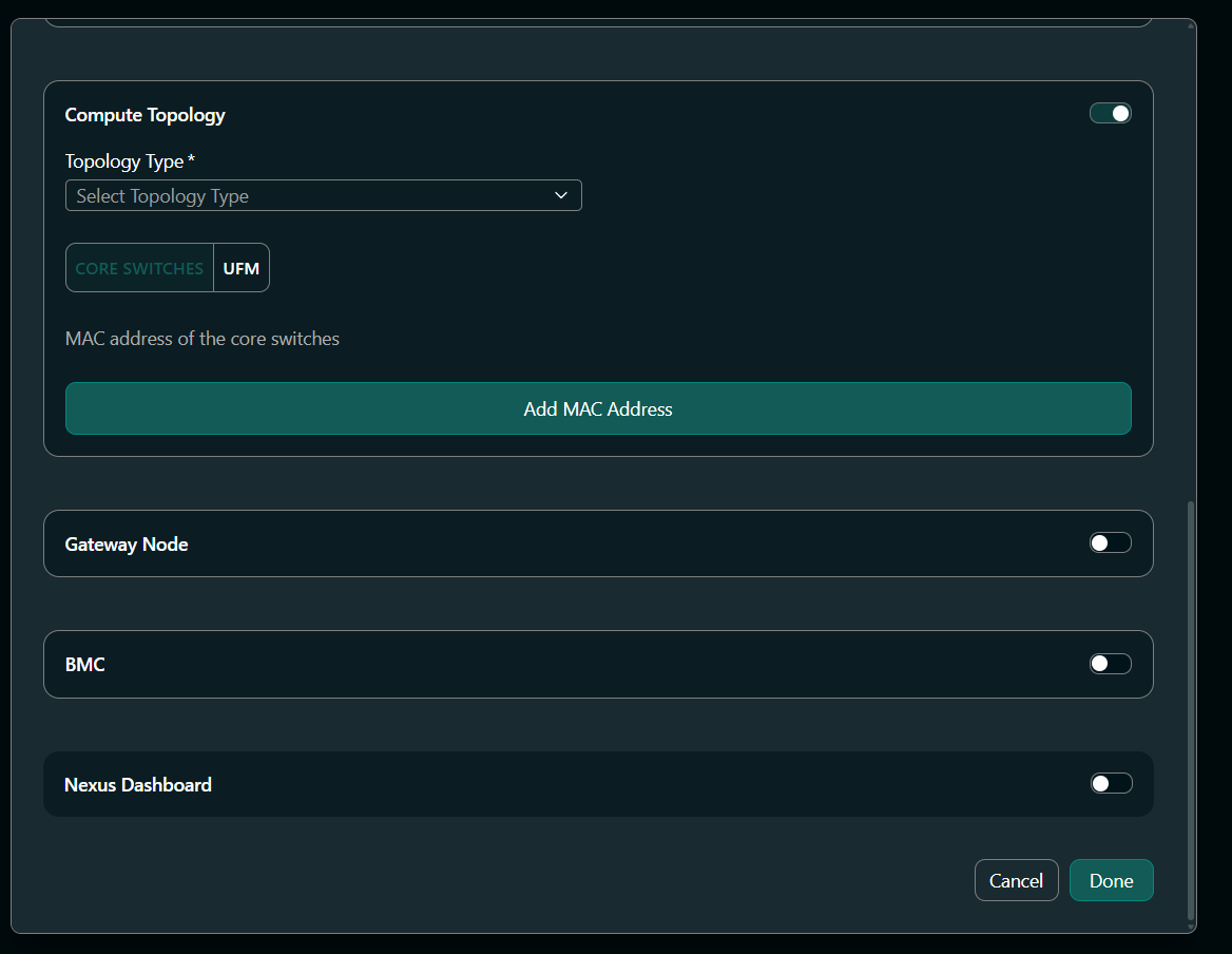 Compute topology MAC address input