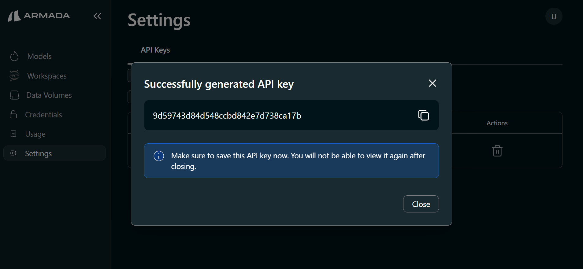API Key value