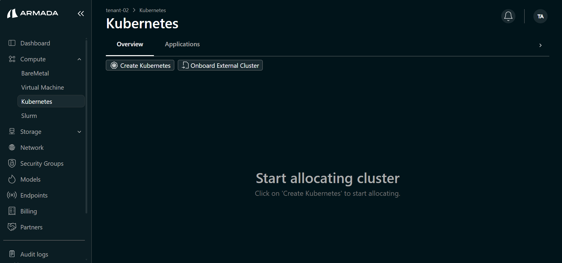 Create Cluster Button
