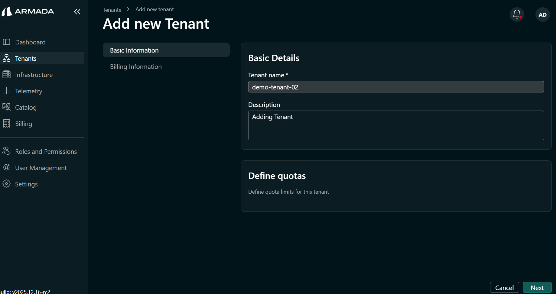 Tenant basic details
