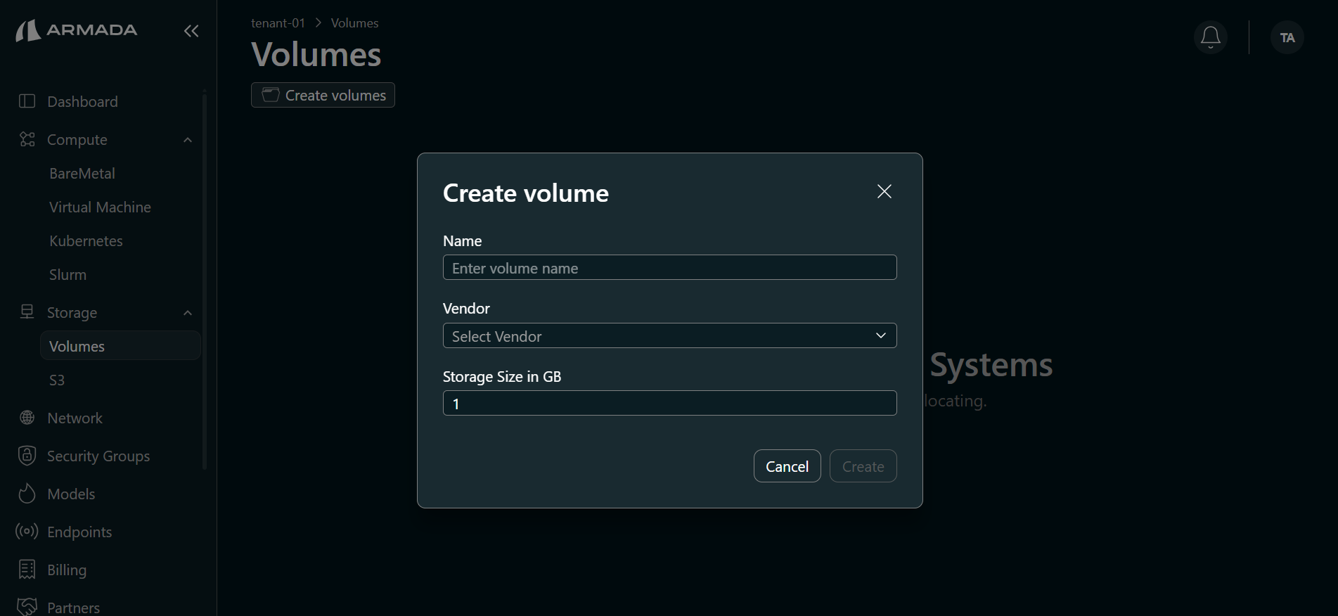 Create volume