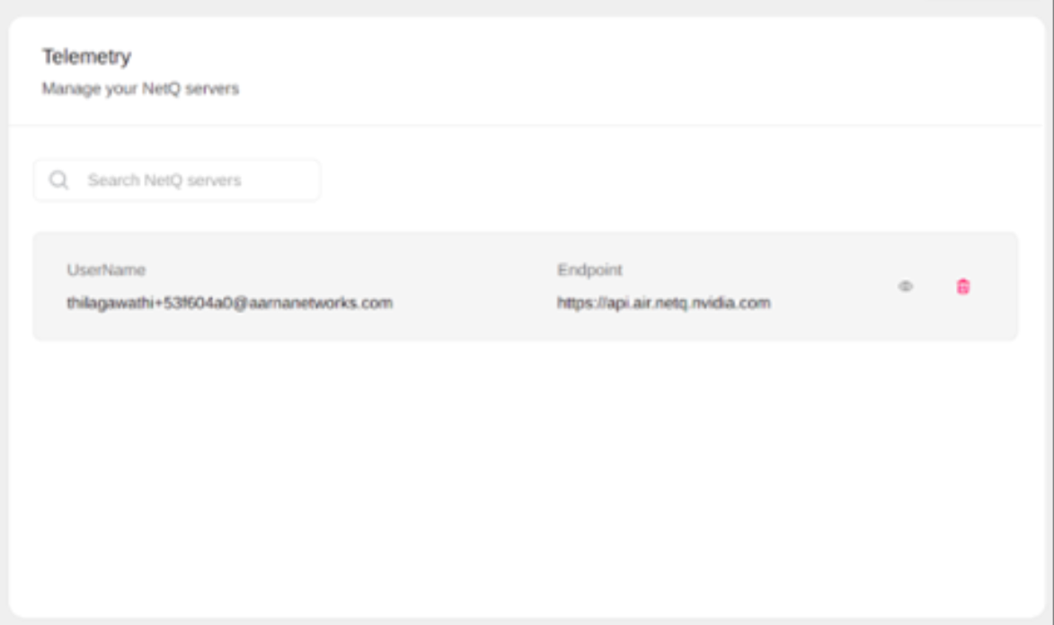 Deboard NetQ — server view