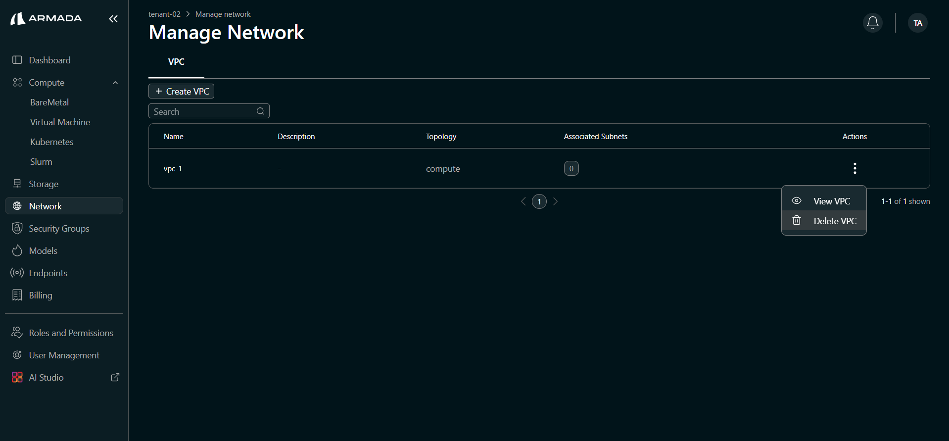 View Compute Subnet