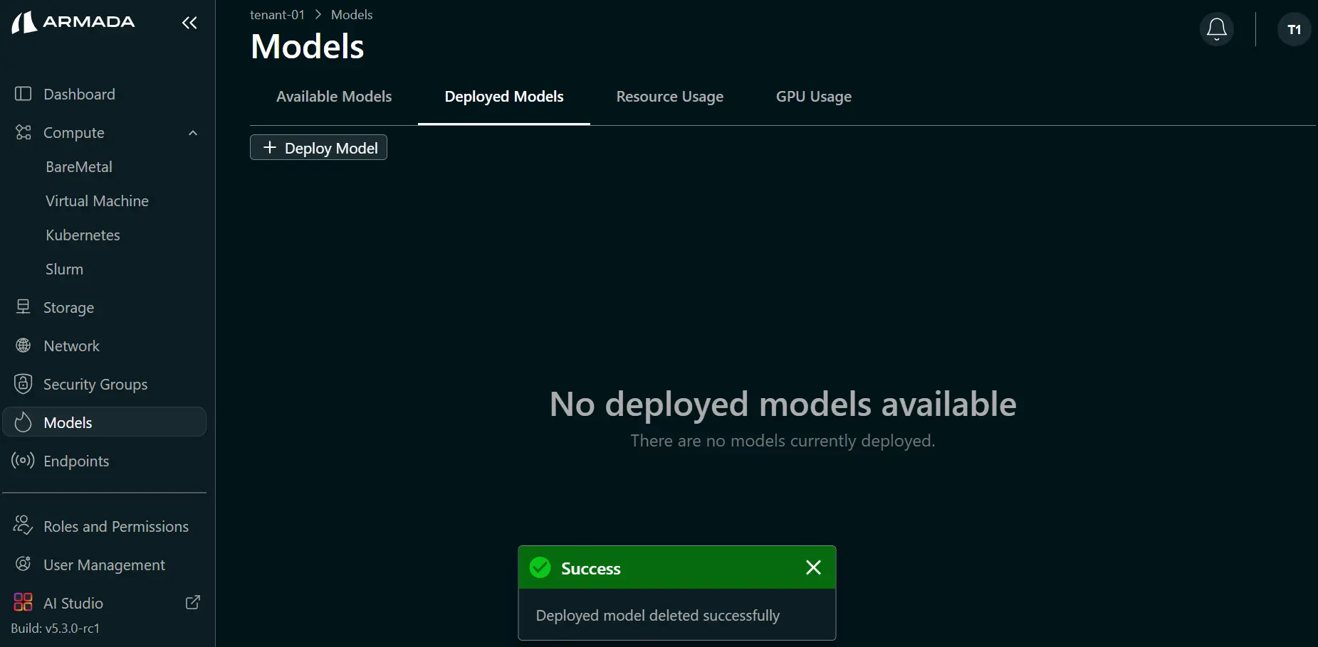 Delete Model Success