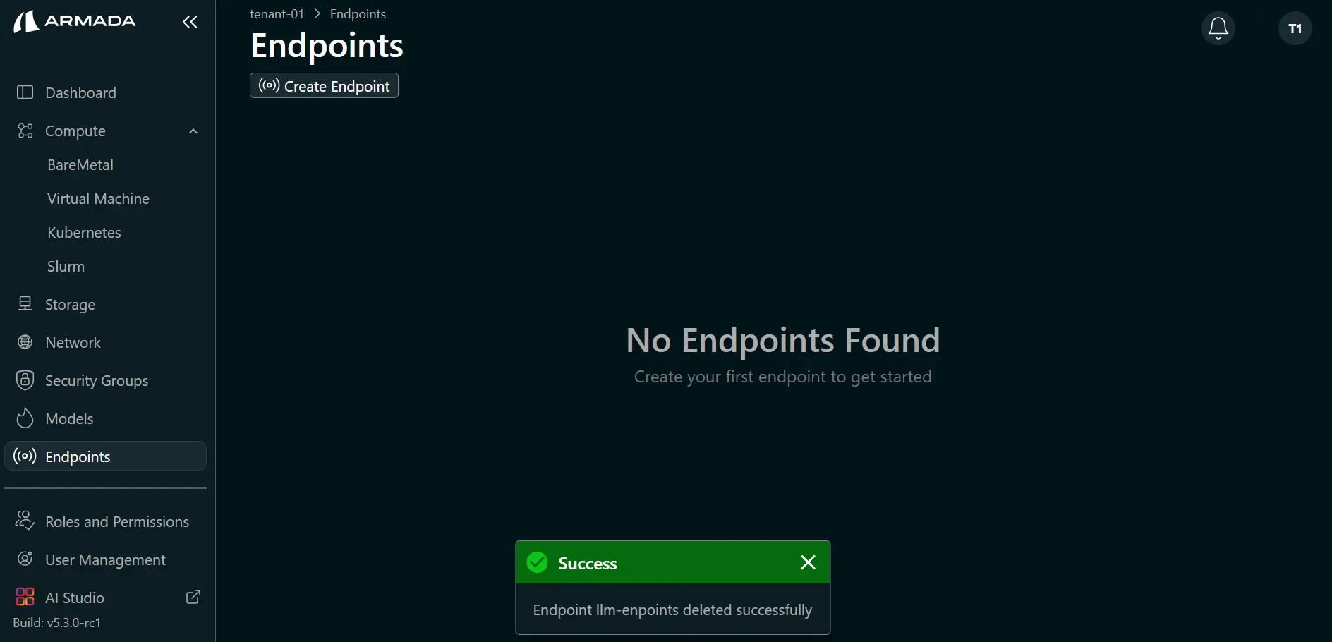 Delete Endpoint Success