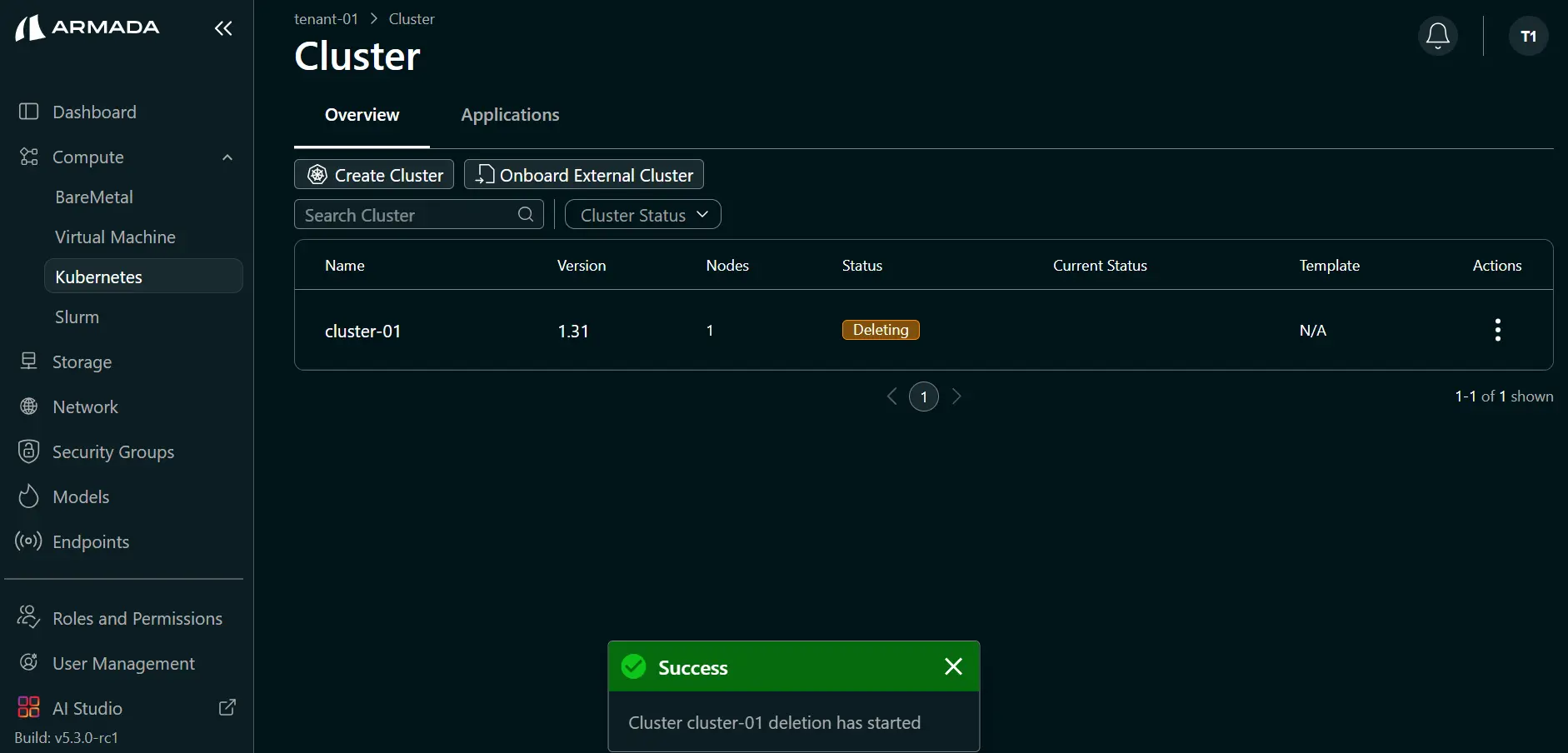 Delete Cluster Process
