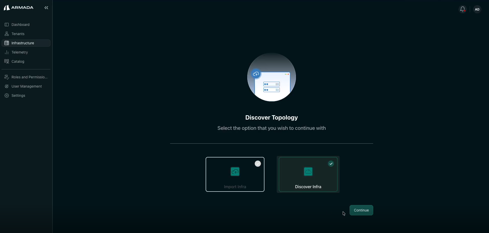 Discover Infra navigation