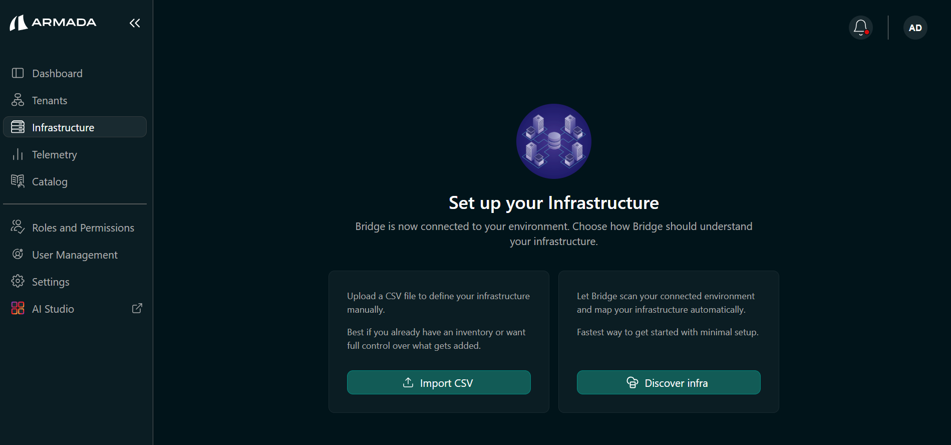 Discover Infra navigation