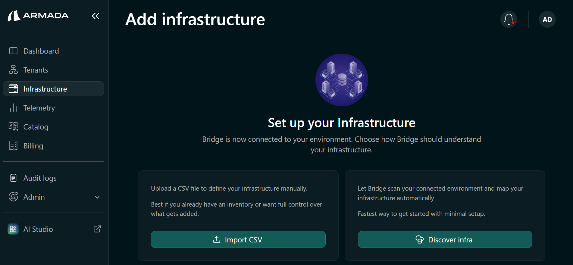 Discover Infra navigation