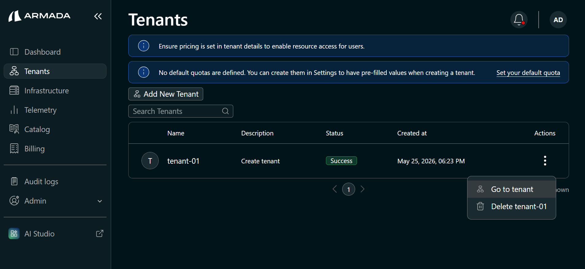 Tenant — Go to tenant