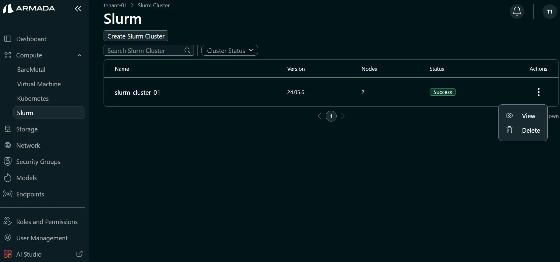 View Slurm Creation Button