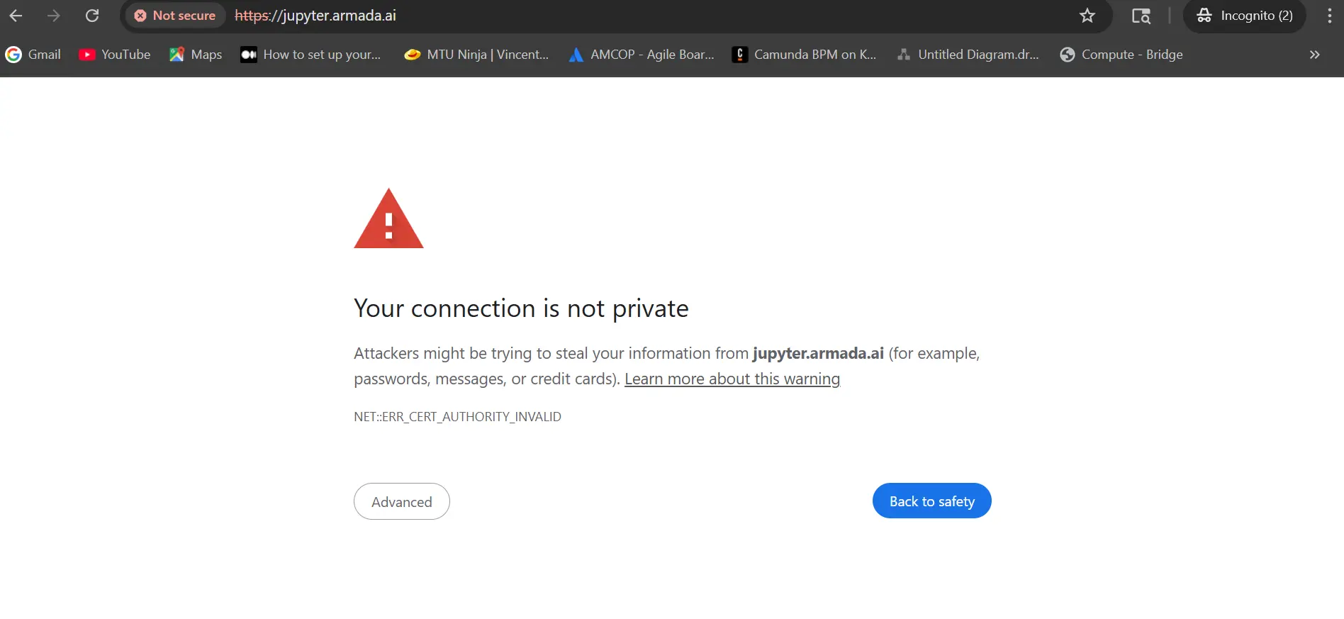 Browser security warning