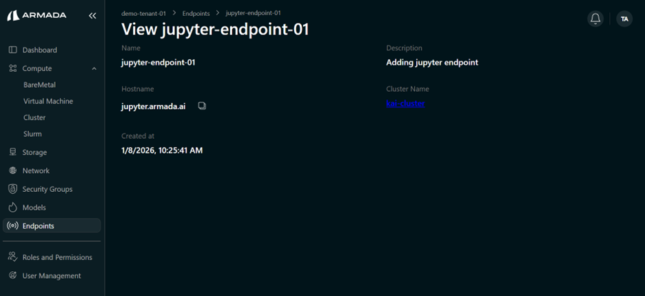 View JupyterHub Endpoint