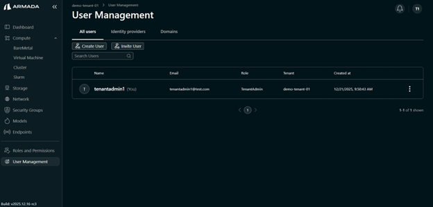 User Management Menu