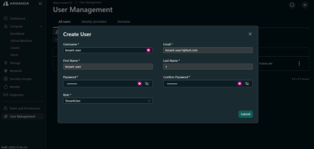 Create User Management Form