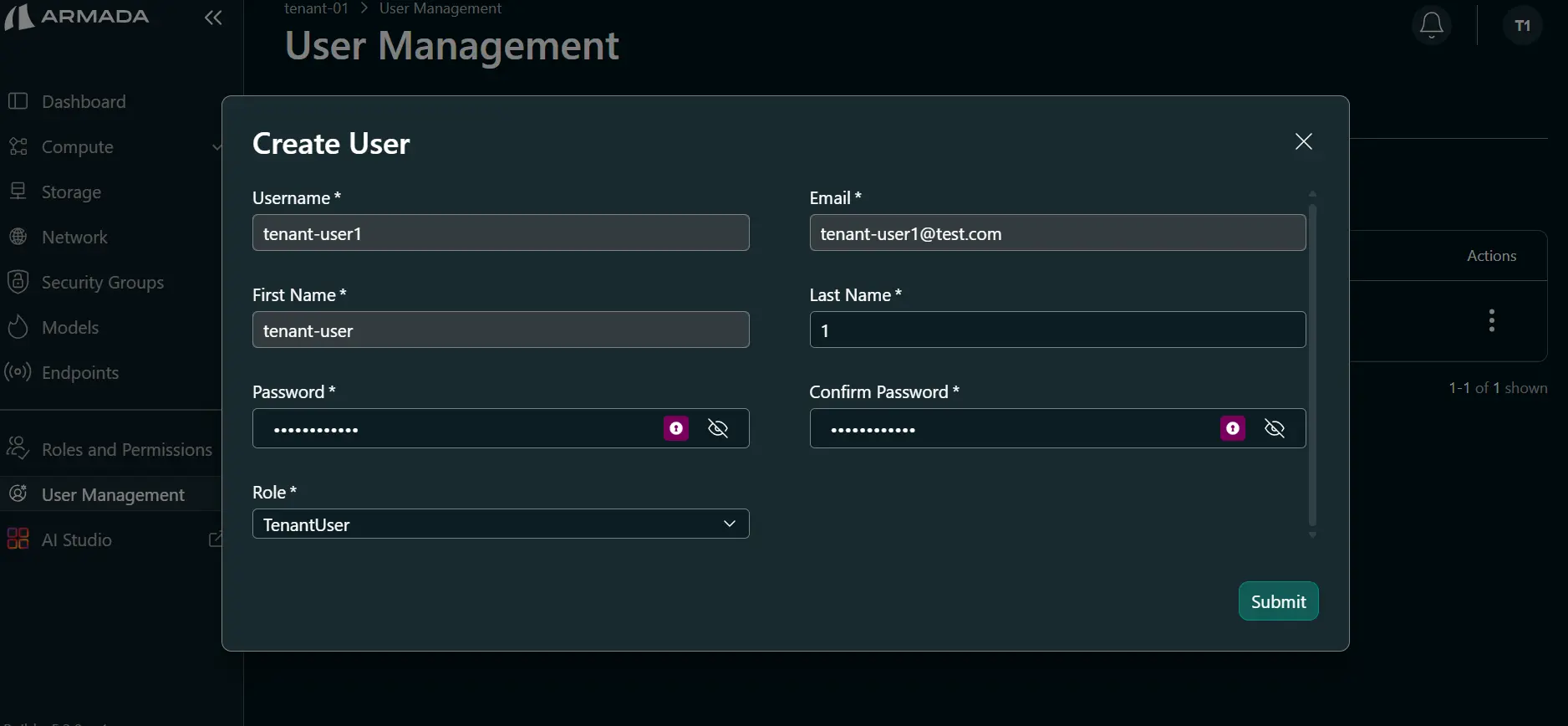 Create User Management Form