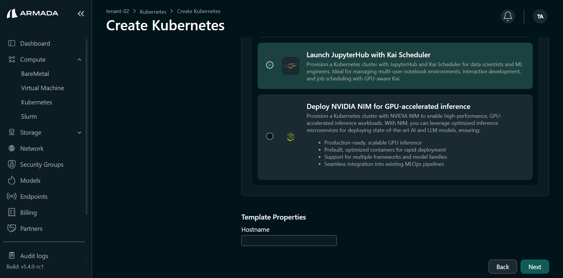 Fill Cluster Template Details