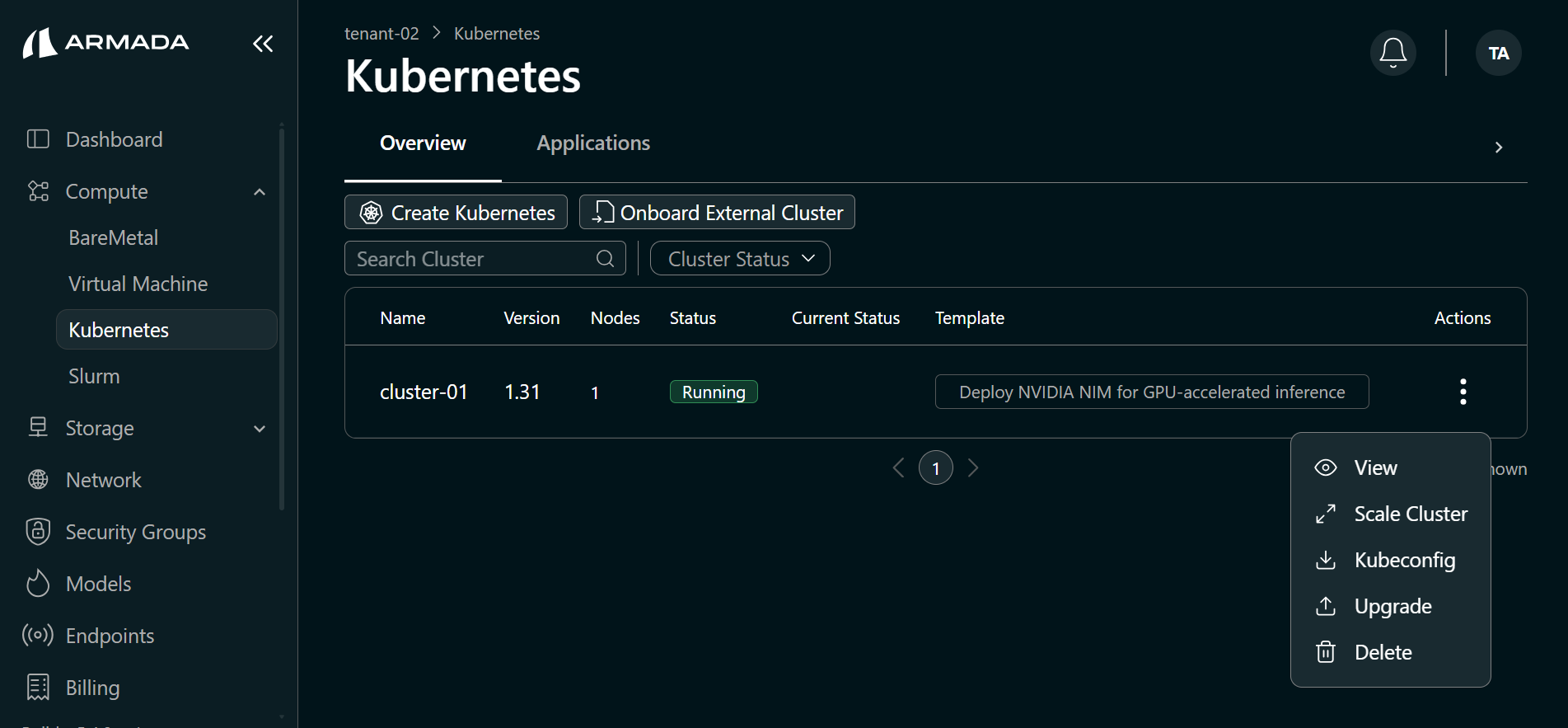 Cluster Kubeconfig Download