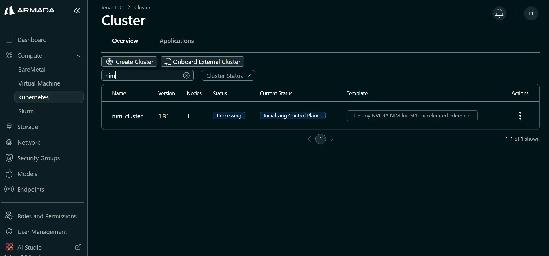 Cluster controlplane Processing State