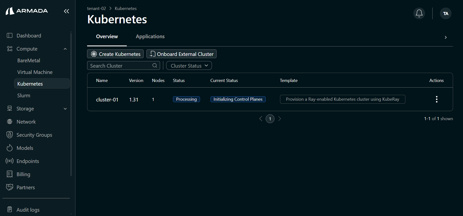 Cluster Processing State