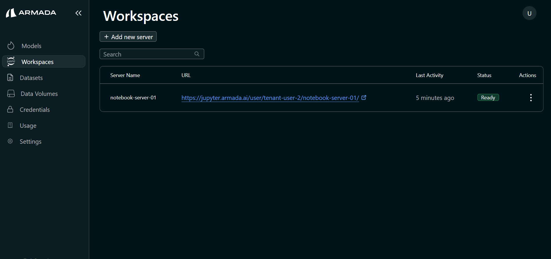 Workspace Server Status